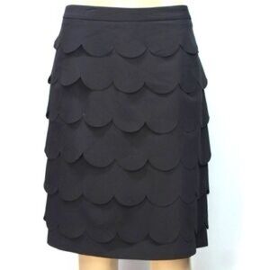 Scalloped Detail Flirty Fun Black Skirt - work, cocktail, dressy, church NEW